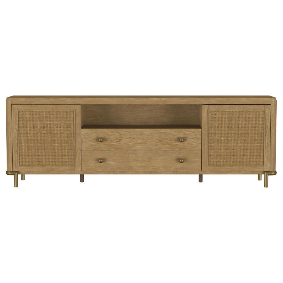 Arini Rattan Cane 2-door TV Stand Media Console Sand Wash - 720253