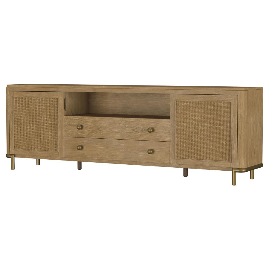 Arini Rattan Cane 2-door TV Stand Media Console Sand Wash - 720253
