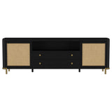 Arini Rattan Cane 2-door TV Stand Media Console Black - 720263