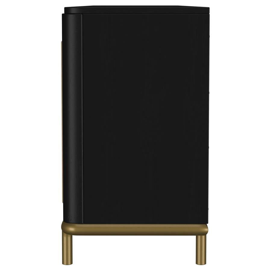 Arini Rattan Cane 2-door TV Stand Media Console Black - 720263