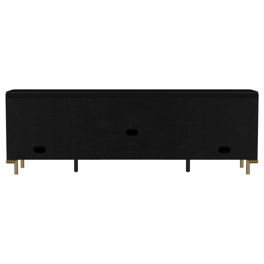 Arini Rattan Cane 2-door TV Stand Media Console Black - 720263