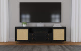 Arini Rattan Cane 2-door TV Stand Media Console Black - 720263