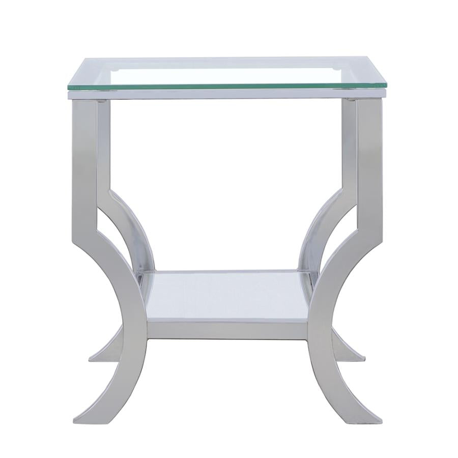 Saide Square Glass Top Side End Table Chrome - 720337