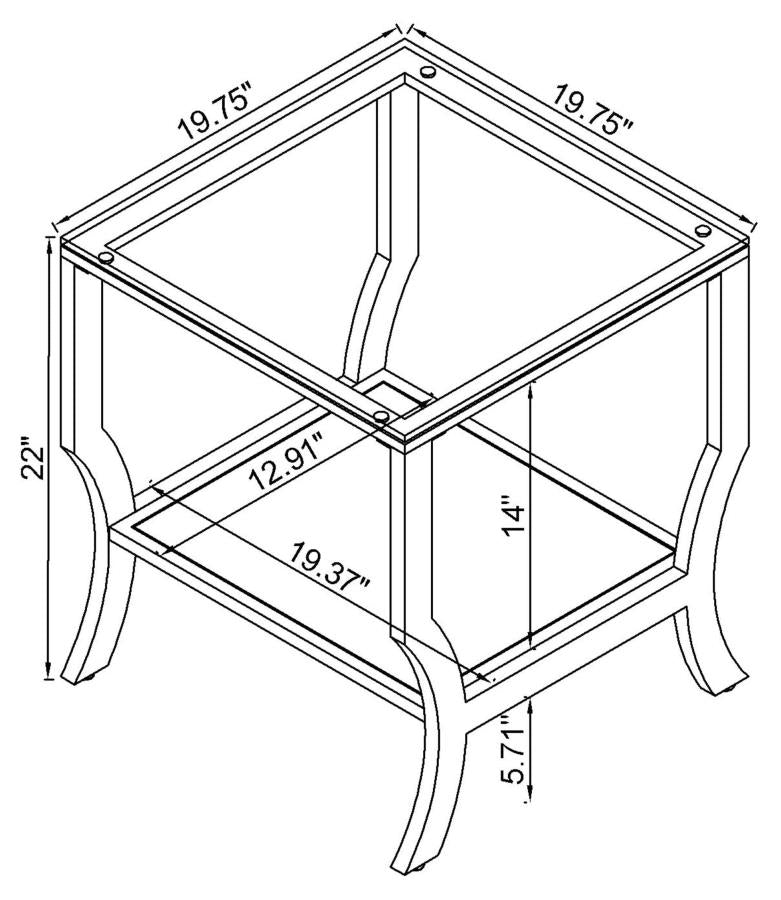 Saide Square Glass Top Side End Table Chrome - 720337