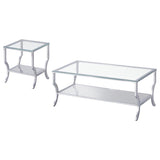 Saide 2-piece Glass Top Coffee and End Table Set Chrome - 720338-S2