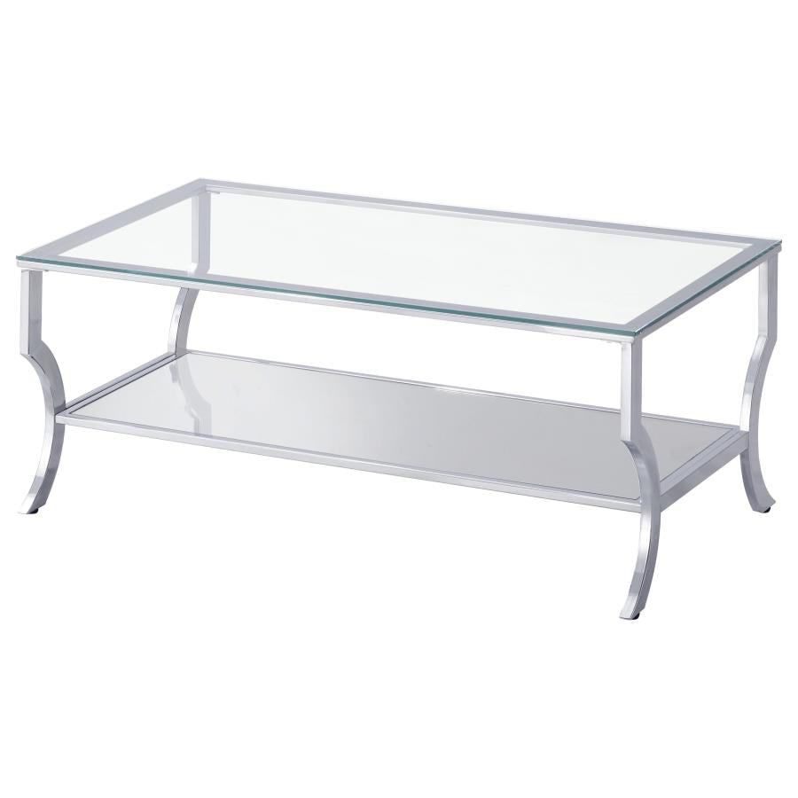 Saide 2-piece Glass Top Coffee and End Table Set Chrome - 720338-S2