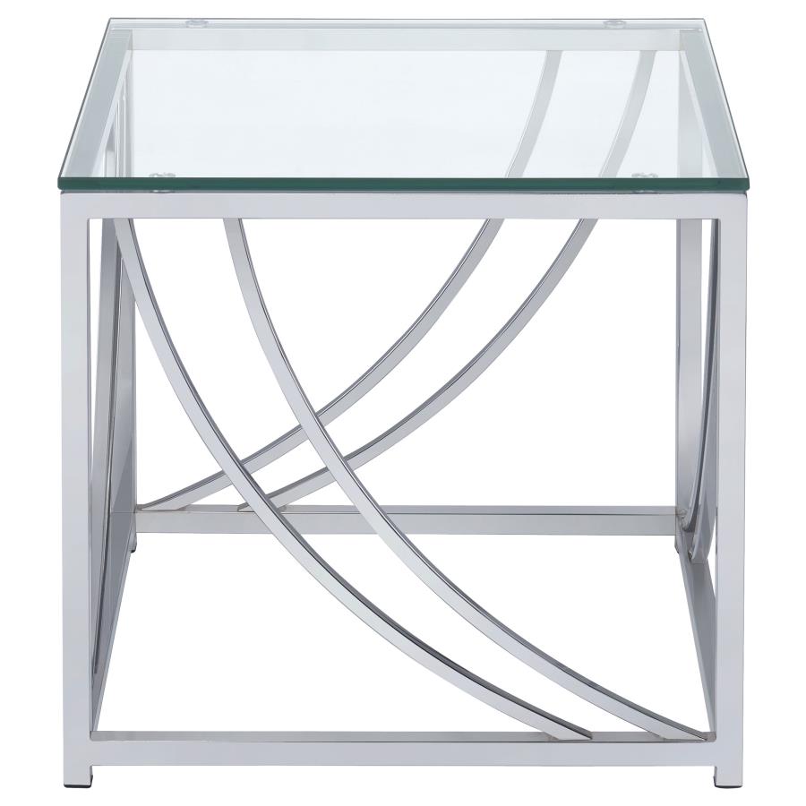 Lille Square Glass Top Side End Table Chrome - 720497