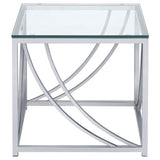 Lille Square Glass Top Side End Table Chrome - 720497