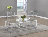 Lille 3-piece Glass Top Coffee And End Table Set Chrome - 720498-S3