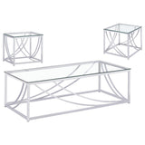 Lille 3-piece Glass Top Coffee And End Table Set Chrome - 720498-S3