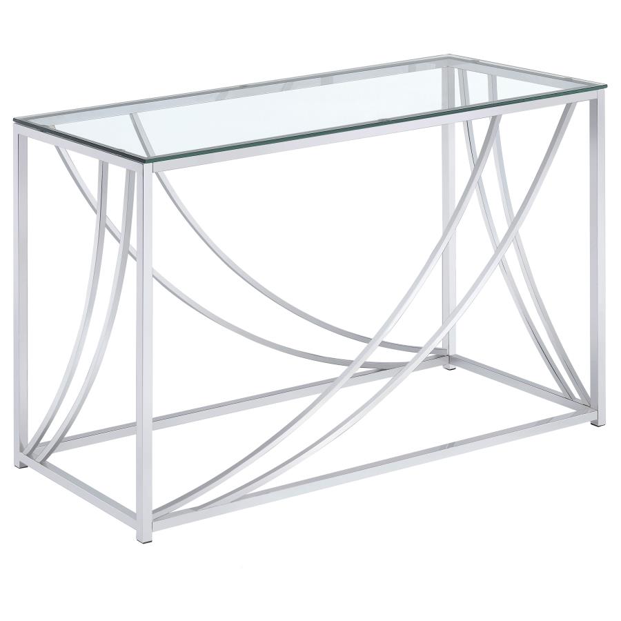 Lille Glass Top Entryway Console Table Accents Chrome - 720499