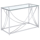 Lille Glass Top Entryway Console Table Accents Chrome - 720499