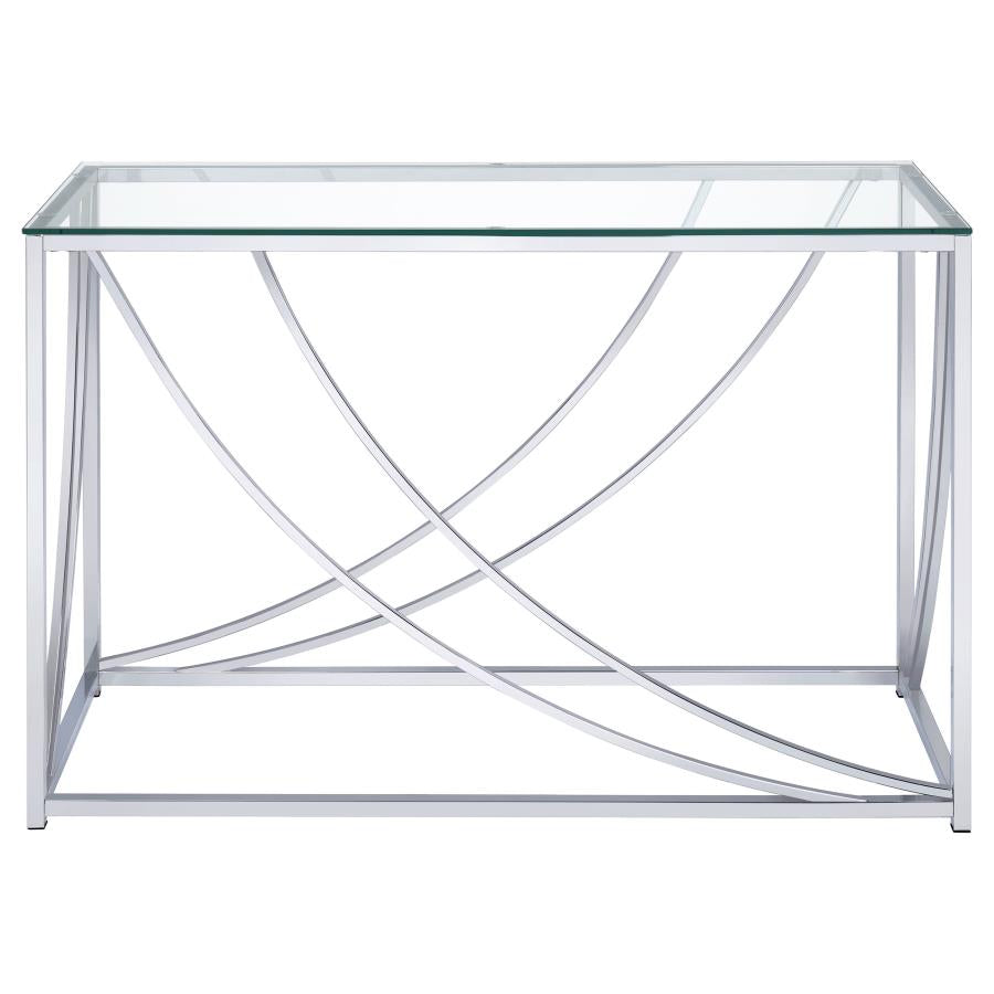 Lille Glass Top Entryway Console Table Accents Chrome - 720499