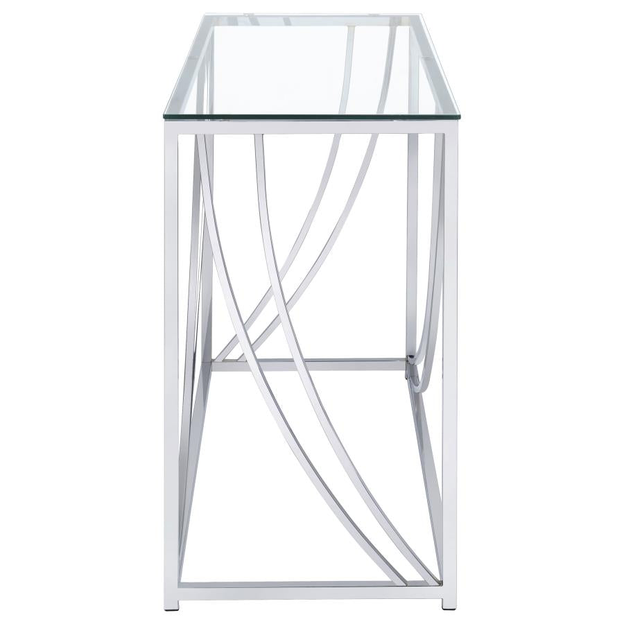 Lille Glass Top Entryway Console Table Accents Chrome - 720499