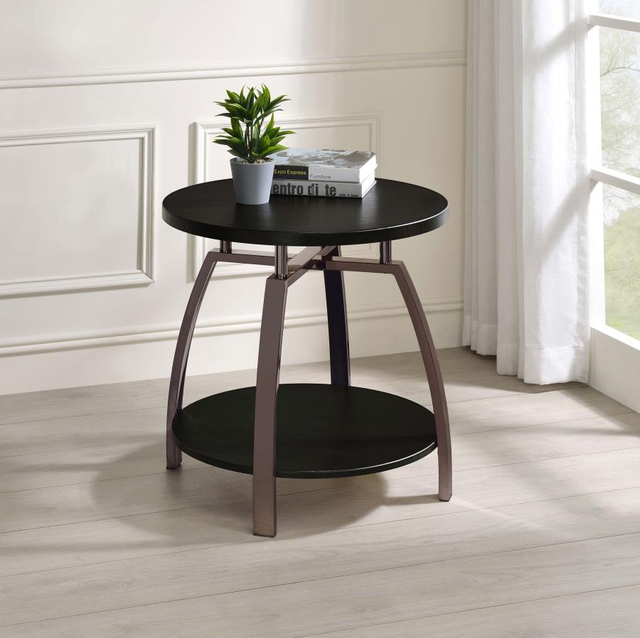 Dacre Round Engineered Wood Top Side End Table Dark Charcoal - 722207