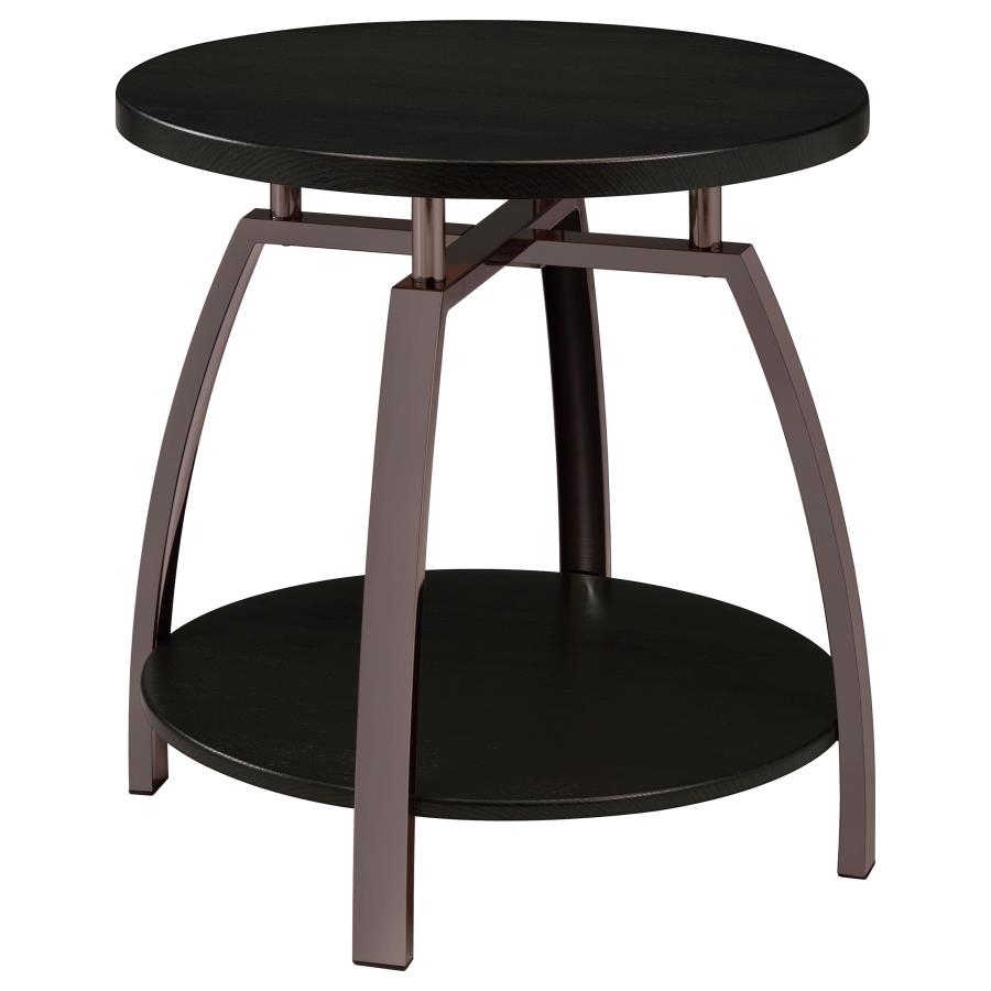 Dacre 3-piece Round Coffee and End Table Set Dark Charcoal - 722208-S3