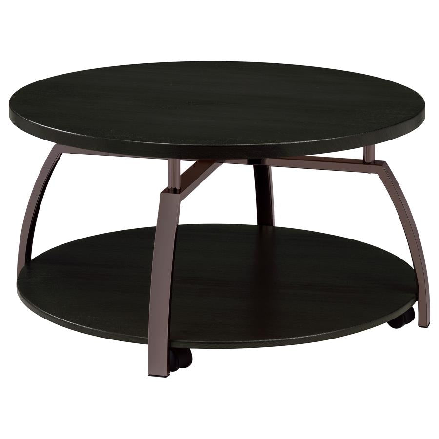 Dacre Round Engineered Wood Top Coffee Table Dark Charcoal - 722208