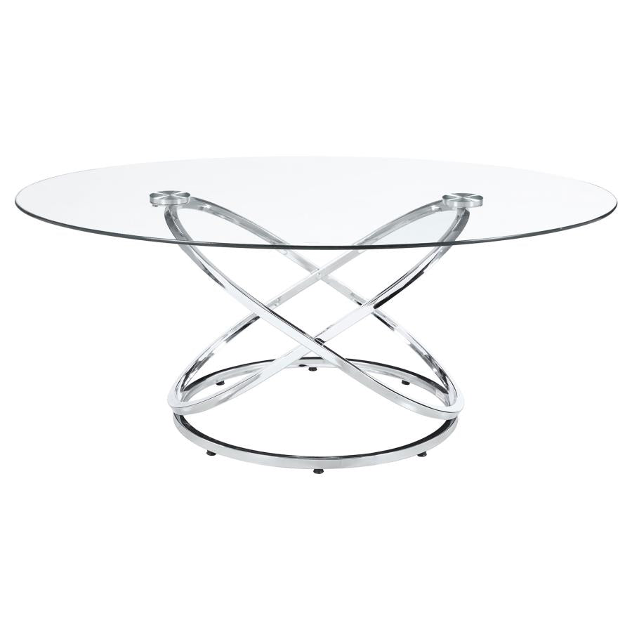 Warren 3-piece Oval Glass Top Coffee Table Set Chrome - 722373