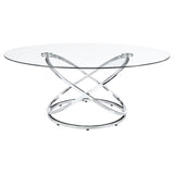 Warren 3-piece Oval Glass Top Coffee Table Set Chrome - 722373