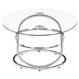 Warren 3-piece Oval Glass Top Coffee Table Set Chrome - 722373