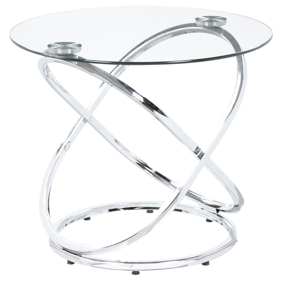 Warren 3-piece Oval Glass Top Coffee Table Set Chrome - 722373