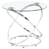 Warren 3-piece Oval Glass Top Coffee Table Set Chrome - 722373