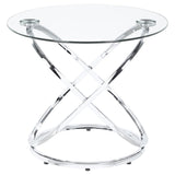 Warren 3-piece Oval Glass Top Coffee Table Set Chrome - 722373