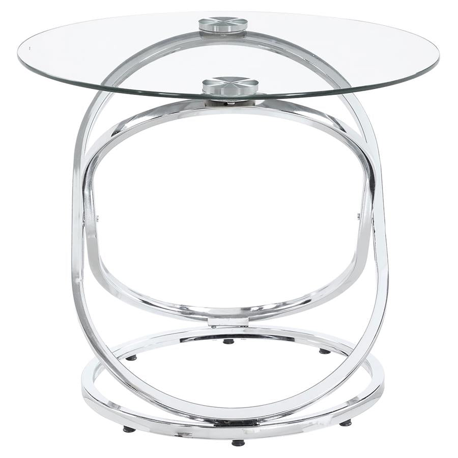 Warren 3-piece Oval Glass Top Coffee Table Set Chrome - 722373