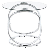 Warren 3-piece Oval Glass Top Coffee Table Set Chrome - 722373