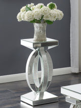 Amalia Square Mirrored Acrylic Crystal Side End Table Silver - 722517