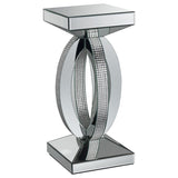 Amalia Square Mirrored Acrylic Crystal Side End Table Silver - 722517