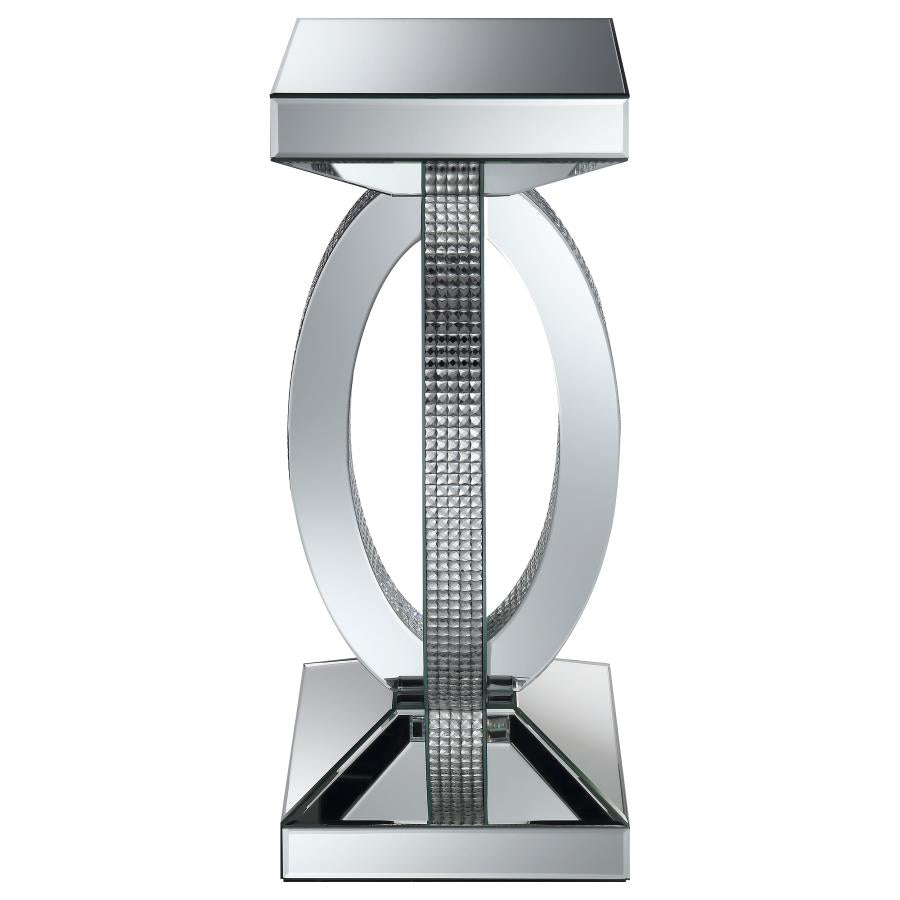 Amalia Square Mirrored Acrylic Crystal Side End Table Silver - 722517