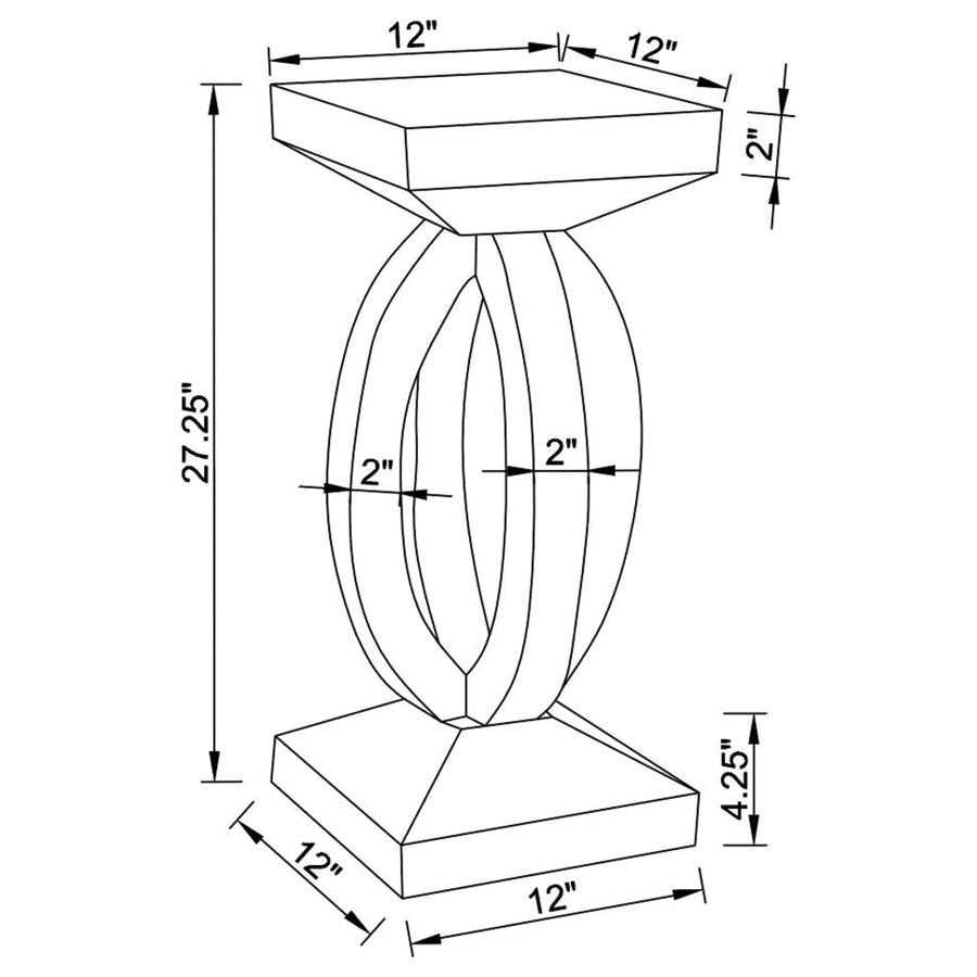 Amalia Square Mirrored Acrylic Crystal Side End Table Silver - 722517