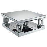 Amalia Square Mirrored Acrylic Crystal Coffee Table Silver - 722518
