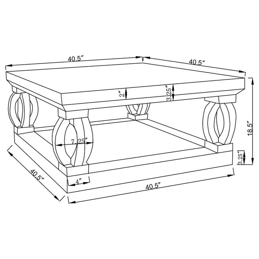 Amalia Square Mirrored Acrylic Crystal Coffee Table Silver - 722518