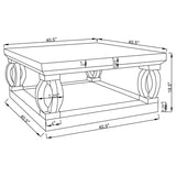 Amalia Square Mirrored Acrylic Crystal Coffee Table Silver - 722518