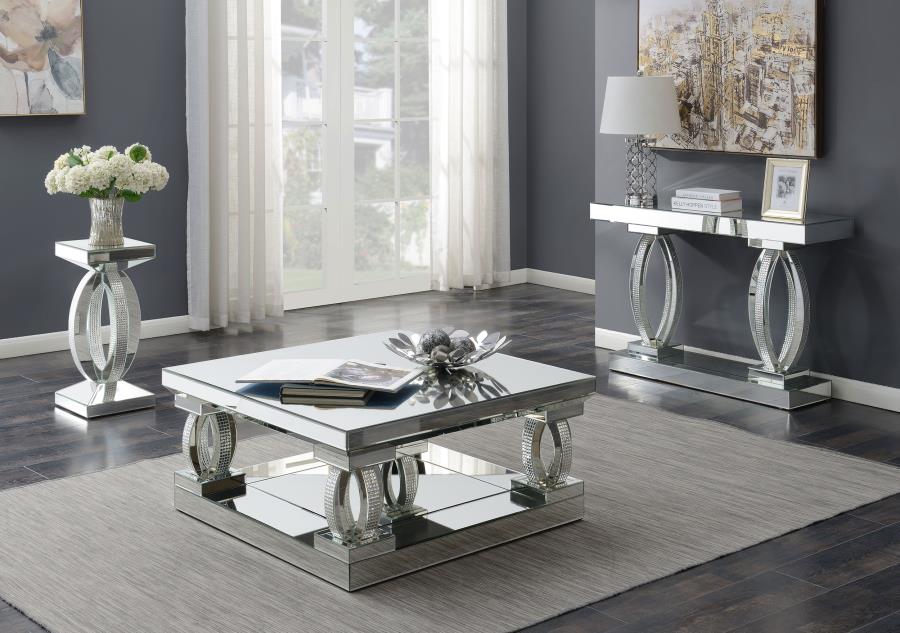 Amalia Mirrored Acrylic Entryway Sofa Console Table Silver - 722519