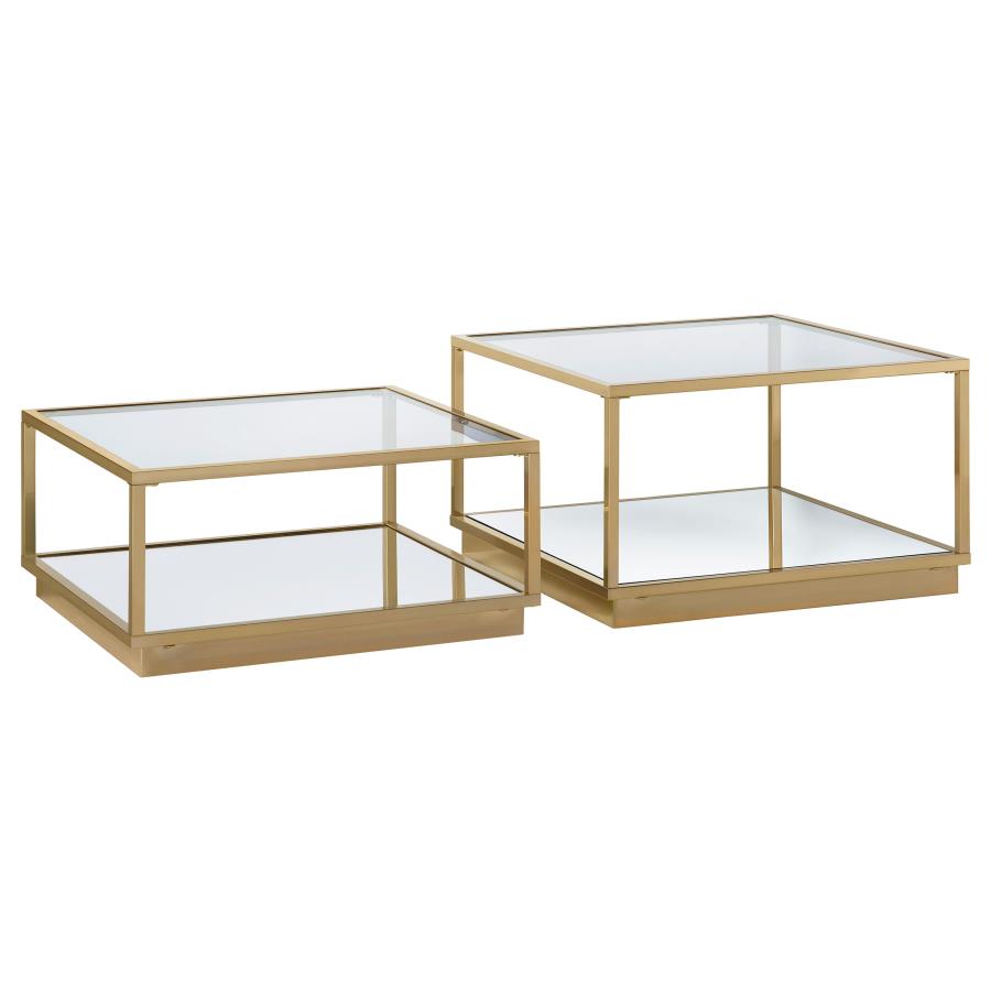 Renee 2-piece Square Coffee Table Set Rose Brass - 722660