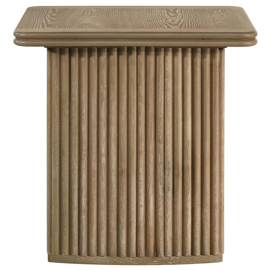 Adina Square Wood Side End Table Distressed Light Brown - 722857