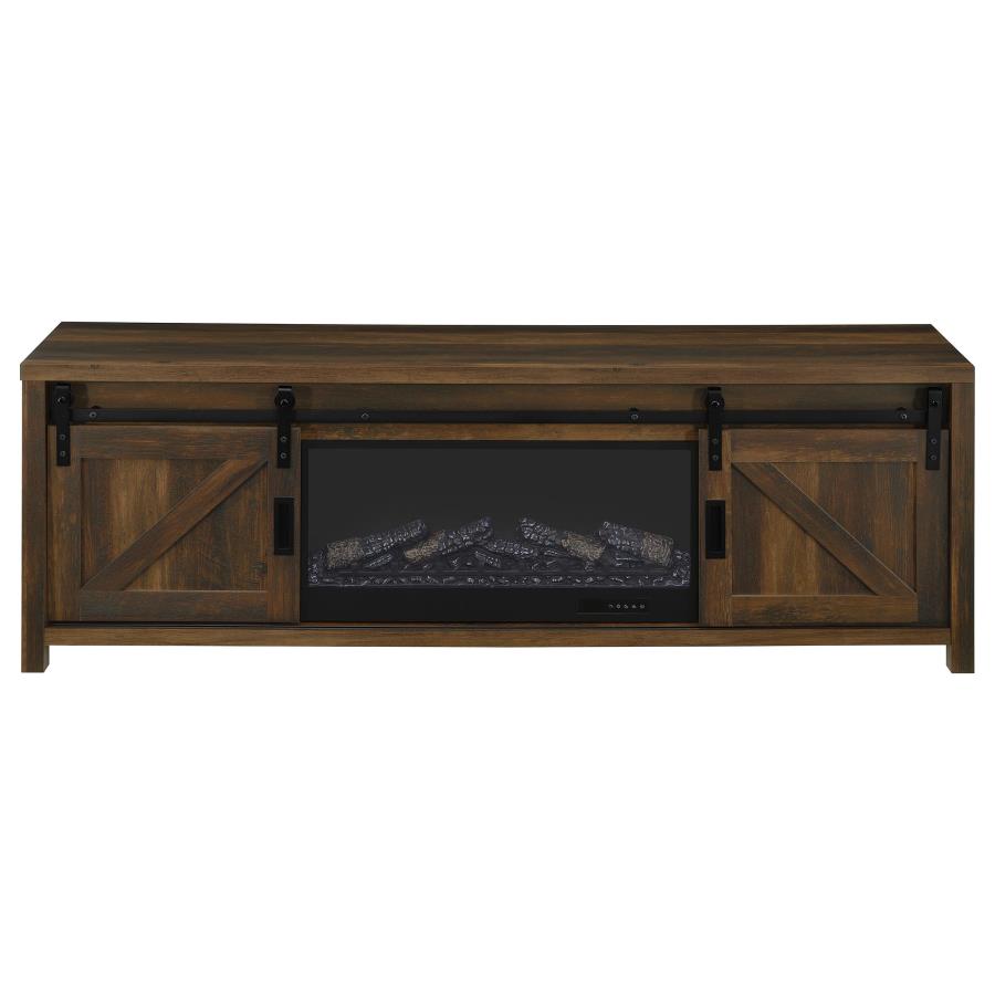Enfield 71-inch TV Stand Fireplace Media Console Dark Pine - 722863