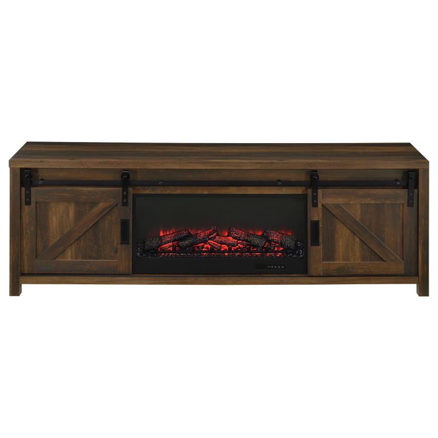 Enfield 71-inch TV Stand Fireplace Media Console Dark Pine - 722863