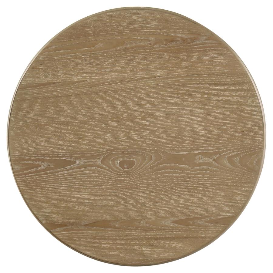 Adina Round Wood Side End Table Distressed Light Brown - 722937