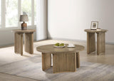 Adina Round Wood Side End Table Distressed Light Brown - 722937