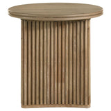 Adina 2-piece Round Coffee Table Set Distressed Light Brown - 722938-S2