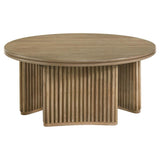Adina 36-inch Round Wood Coffee Table Distressed Light Brown - 722938
