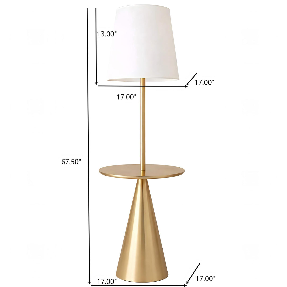 Celestial - Modern Floor Lamp With Accent Table With Large Shade - Gold / White