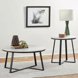 Hugo Round Faux Marble End Table White and Matte Black - 723237