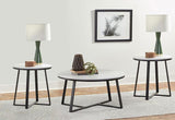 Hugo 3-piece Coffee and End Table Set White Faux Marble - 723238-S3