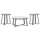 Hugo 3-piece Coffee and End Table Set White Faux Marble - 723238-S3