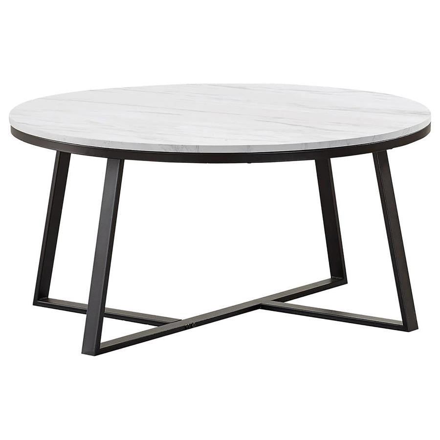 Hugo 3-piece Coffee and End Table Set White Faux Marble - 723238-S3